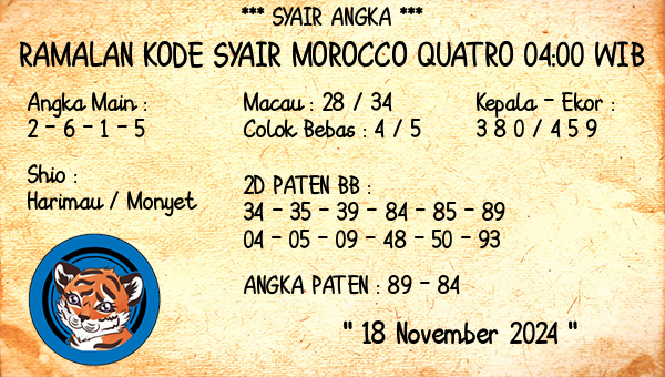 Prediksi Morocco Quatro 04:00 WIB