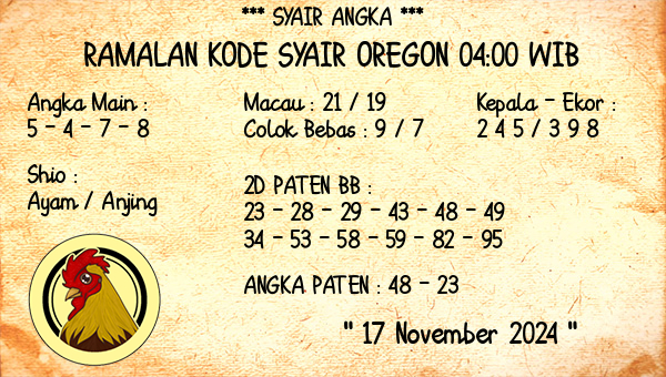 Prediksi Oregon 04:00 WIB