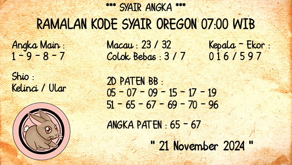 Prediksi Oregon 07:00 WIB