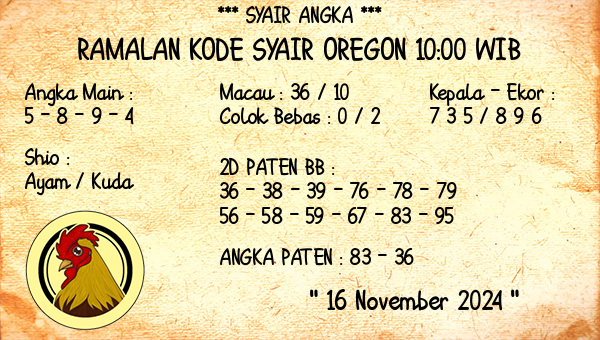 Prediksi Oregon 10:00 WIB